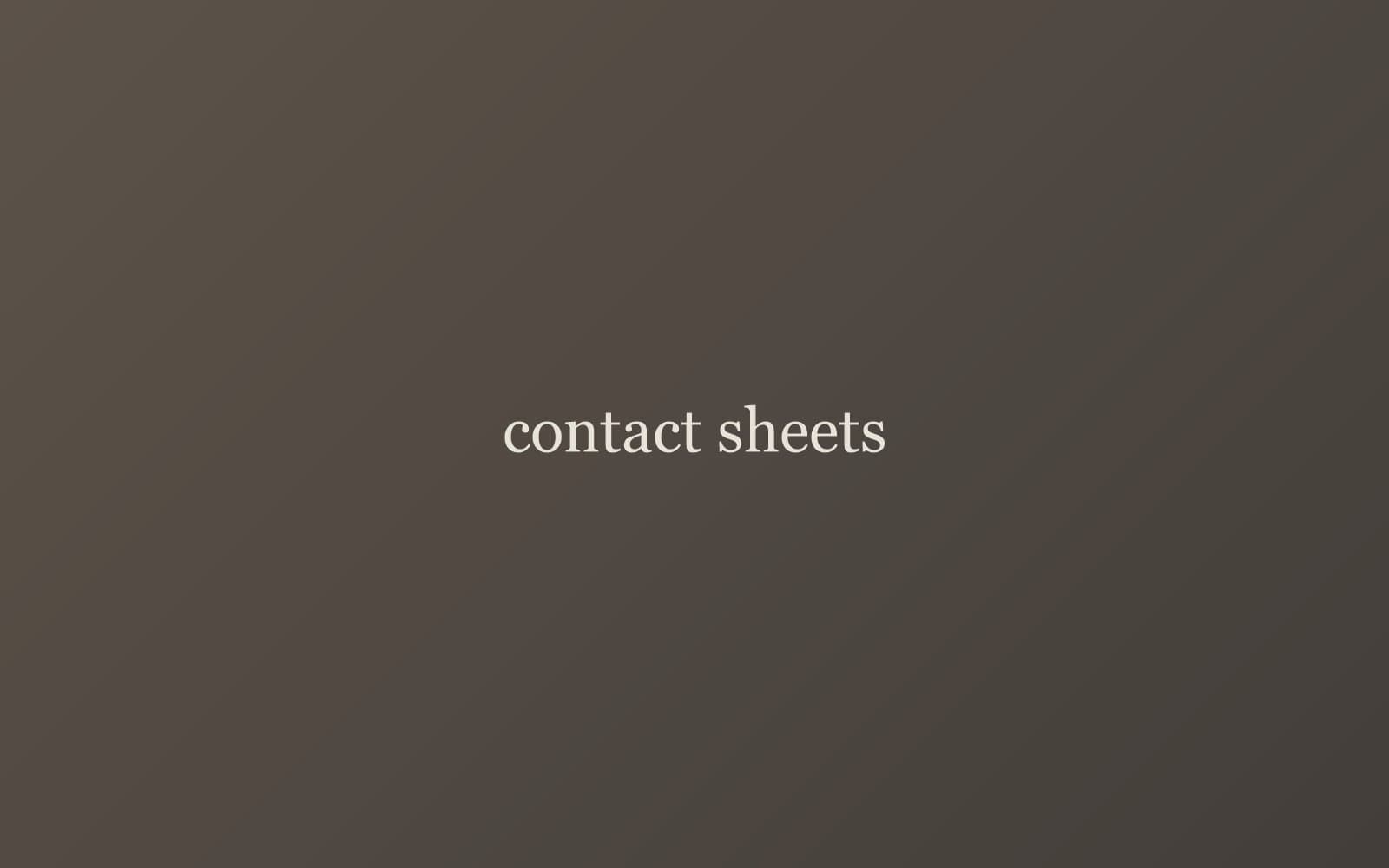 Contact Sheets and the Discipline of Constraints