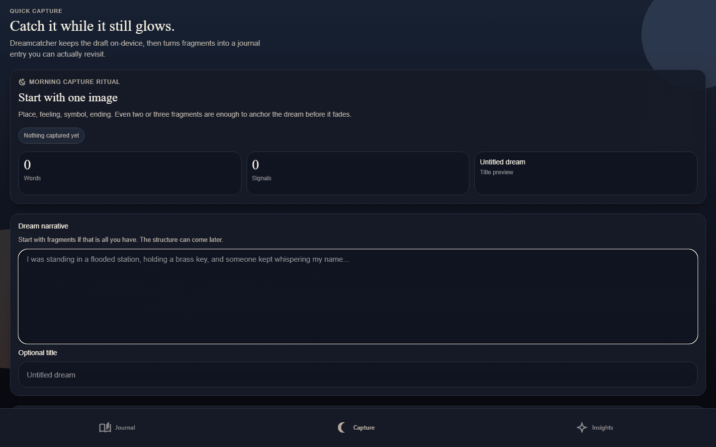 Dreamcatcher Journal App